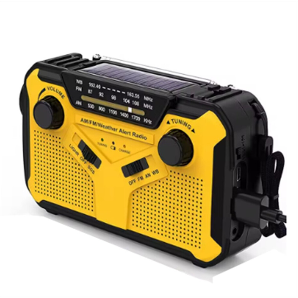 Emergency Radio Solar Hand Crank Am/Fm Led Flashlight Sos Alarm Power Bank Speaker Yellow 4852902599375