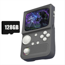 R36T Retro-Handheld-Spielkonsole, 128 GB, 20.000 Spiele, 3,5-Zoll-IPS-Bildschirm, tragbarer Videoplayer im Taschenformat, Grau