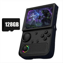 R36T Retro-Handheld-Spielkonsole, 128 GB, 20.000 Spiele, 3,5-Zoll-IPS-Bildschirm, tragbarer Videoplayer im Taschenformat, Schwarz