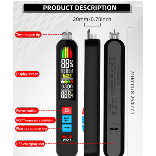 Intelligent None Contact Circuit Tester Featuring Clear LCD 2