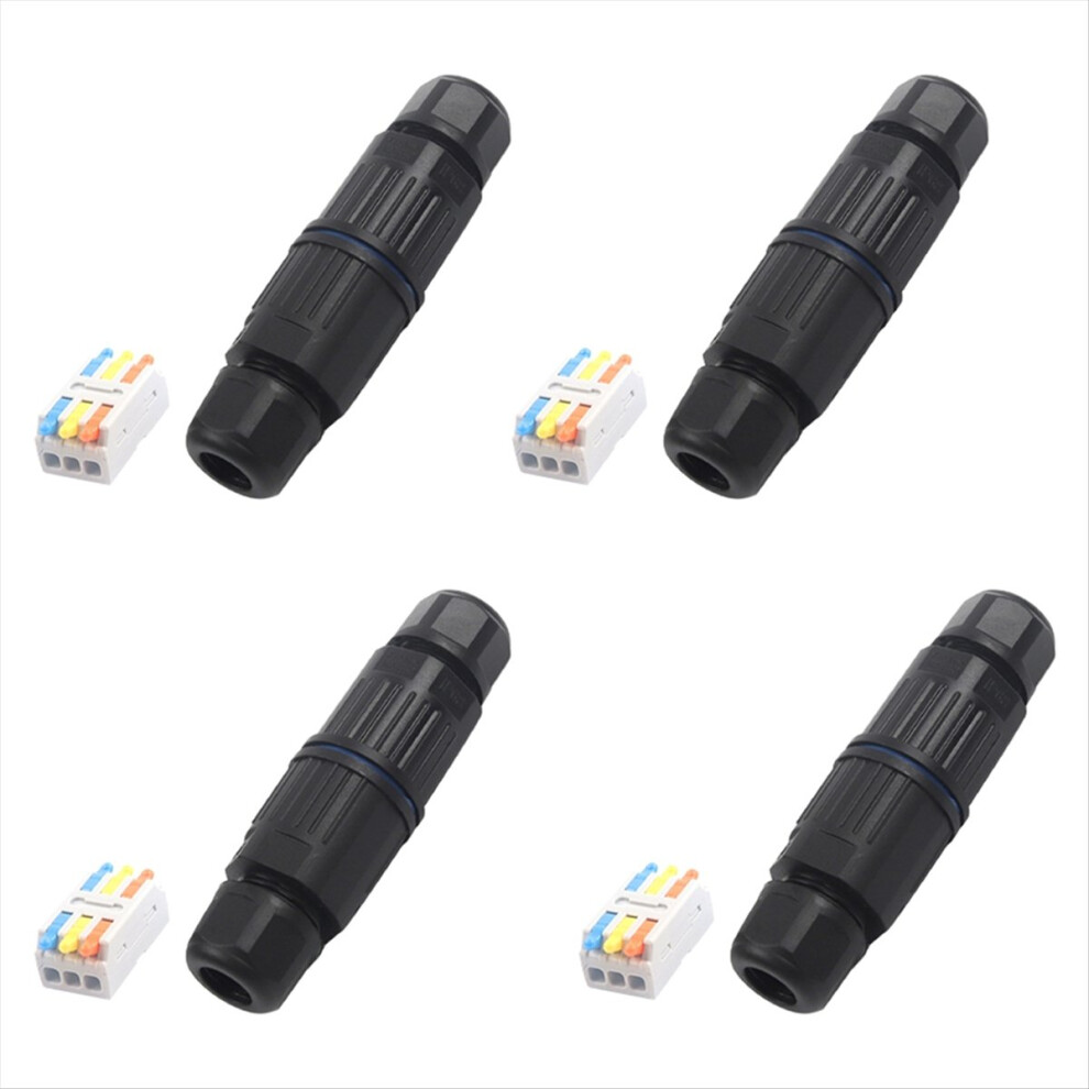 4 Sets Outdoor 3 Way Electrical Cable Connector Ip68 Waterproof Junction Box Replaceable Lever Wire Connectors 4852710098367