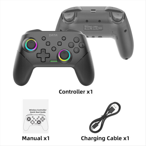 S80 Kabelloser Bluetooth-Controller für Switch2/Switch/Lite/OLED RGB-Beleuchtung 6-+Vibration+Turbo Schwarz 1