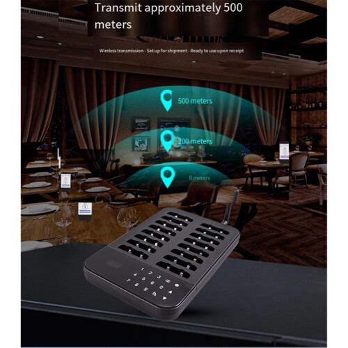 Wireless Restaurant Pager System Touch Panel Calling Beeper for Queue Coffee Shop EU 1