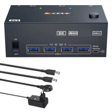 2X3 KVM Switch 3 Monitor 2Computer 8K 60Hz -Compatible 2.1 Extended Display Port USB 3.0 Switch(EU)