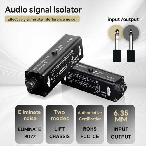 Audio Aignal Isolator 6.35mm Interface Eliminator Noise Passive for Conference Microphone Mixer 1