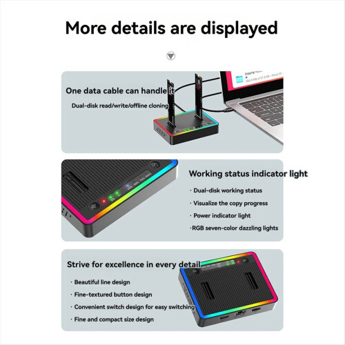 M. 2 Dual Protocol Disk Clone Docking Station /NVMe Base Offline Copy Machine Hard Box 20GB 2