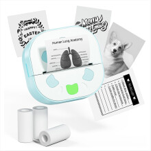Portable Mini Sticker Printer , D21 Bluetooth Maker Machine with 3 Rolls Paper, Thermal Inkless Print Pod