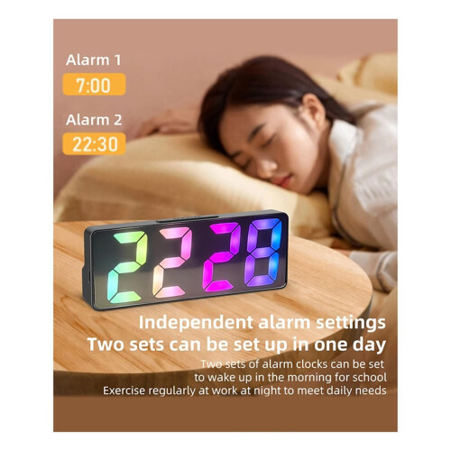 Smart LED Alarm Clock with Customizable Display Options 12/24 Hour Formats & Automatic Brightness Control At Night Black 1