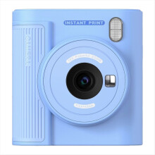 Digitaler Thermodrucker mit 2-Zoll-Bildschirm, hoher Auflösung, tintenlos, inklusive Papier und 32-g-Karte (Geschenkidee für Kinder, blau)
