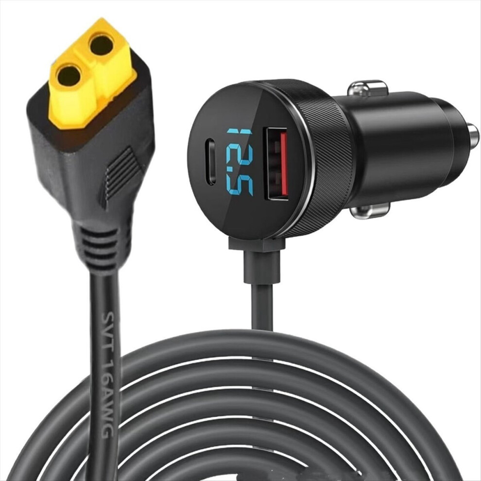 Dc 12V/24V Plug Car Charger With Digital Display For Drone Solar Panel Rv Generator 16Awg Lighter 4852710066991