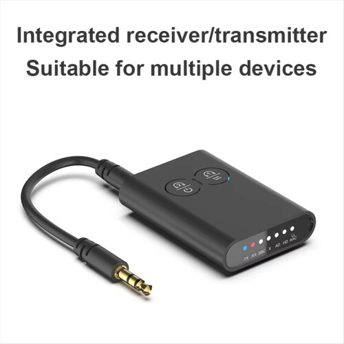 Bluetooth 5.2 Transmitter Receiver for Car, -Adaptive HD Low Latency Wireless Audio Adapter with 3.5mm Aux 1