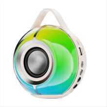RGB Bluetooth Speaker Wireless Heavy Stereo Soundbar with Lights for Car Home Offices Outdoor Camping White