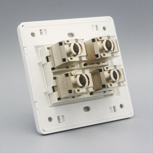 4 Sockets CAT6A RJ45 Faceplate LAN Network Outlet Jack Shielded Ethernet Wall Panel Board 86x86mm Installation 1