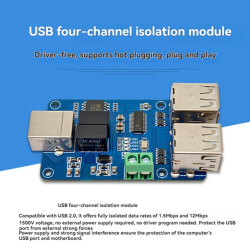 4-Way USB Isolator 1500V ADUM3160 Module Coupling Protection Board to Isolation Compatible 2.0 1