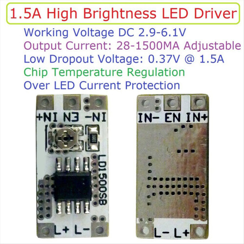 DC 3-6V 28-1500mA Adjustable Output Current LED Driver Module PWM Controller DC-DC Constant Converter 2
