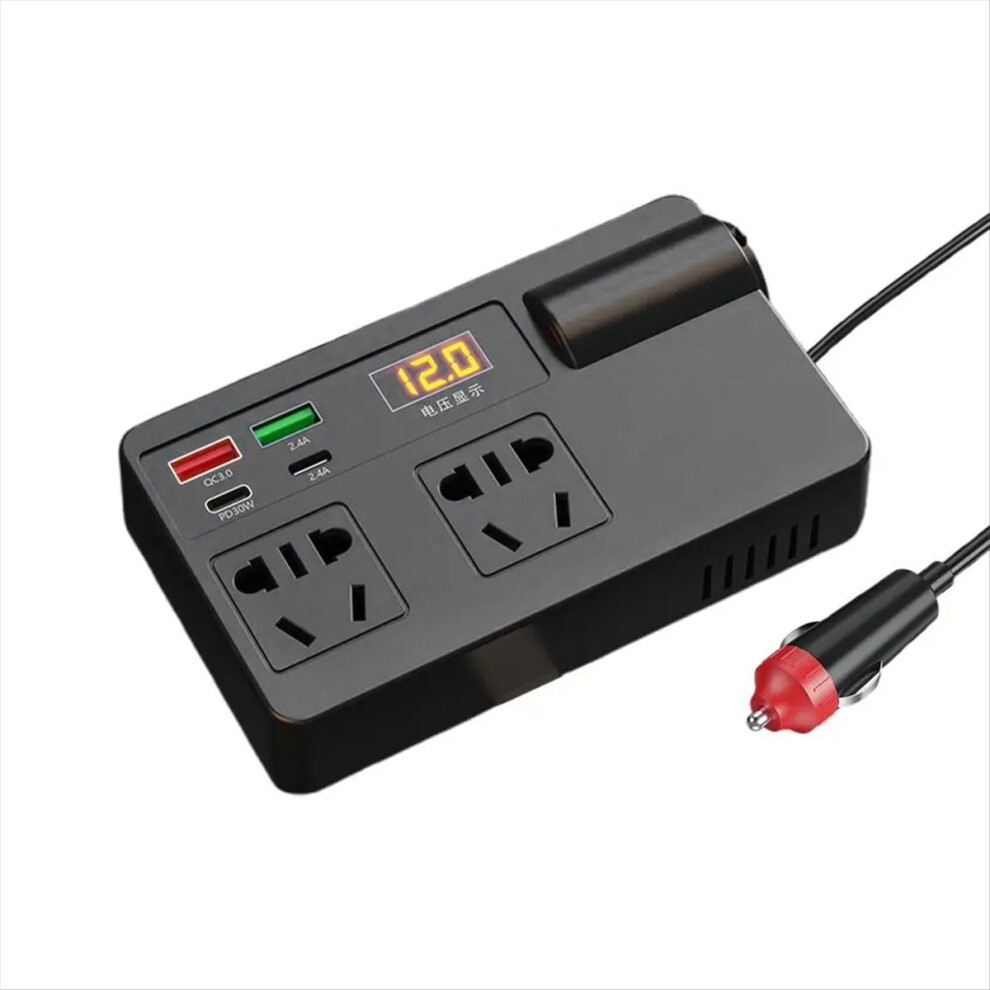 200W Car Inverter 12V To 220V With Converter Switch Qc 3.0 Usb/Pd/Type-C Chargers Power Adapter Voltage Detection Tool 4851971821462