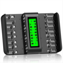 Neues universelles 16-Schacht-LCD-Ladegerät, kompatibel mit 1,2-V-Akkus der Typen AA, AAA, CD und Ni-CD