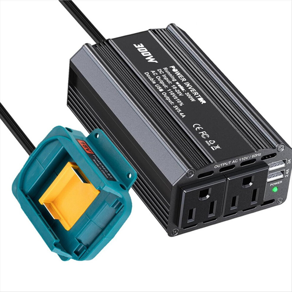 300W Car Power Inverter For 18V Li-Ion Battery Outdoor Ac110v/Dc20v Station Generator 4851971812231