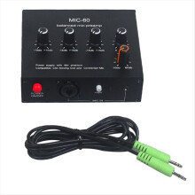 MIC-60 3-Band Equalizer Balanced Mic Preamp Microphone Preamplifier with DC Cable and 3.5mm EU Plug
