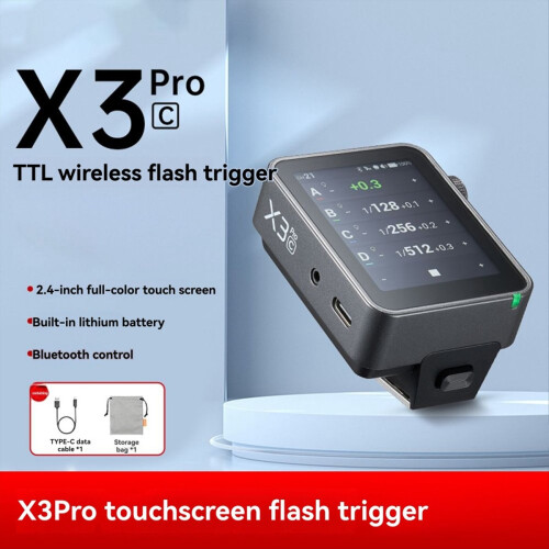 X3Pro C TTL Wireless Flash Trigger 2.4GHz X System Bluetooth Integration APP Control Fast Charging Long Runtime 2