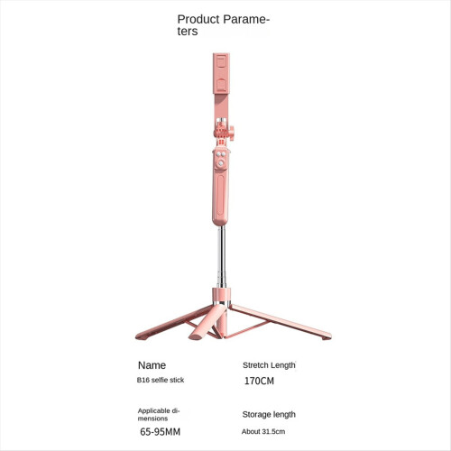 Selfie Stick360 Rotation 170cm with Wireless Bluetooth Extended Tripod Remote Shutter for Android Ios Smartphone B 1