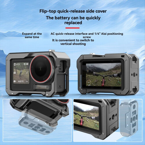 Quick Release Cage for ACTION 5PRO Camera Foldable Mount with Cold Shoe Full Protective Frame Case 2