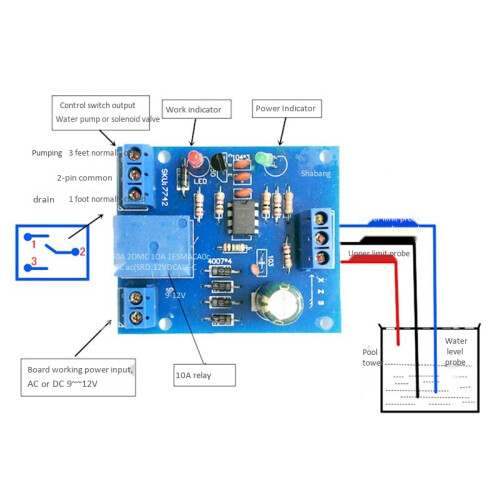 Water Liquid Level Controller Sensor Module Detection Pumping Drainage Protection Circuit Board 2
