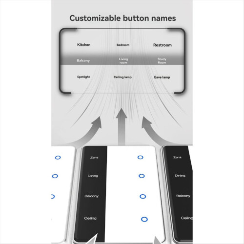 Matter WIFI DIY Name Switch 2 Gang Smart Touchscreen US Type Work with Tuya Home Voice Control 1