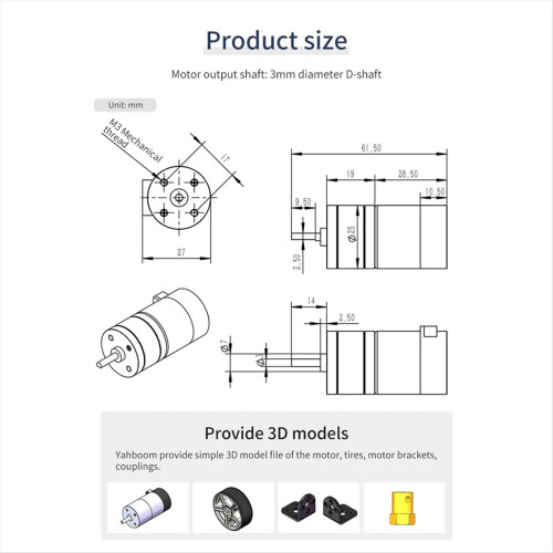 DIY DC Motor with Encoder Speed Measurement Geared High Torque 310 for Self Balancing Car Robotics A 2