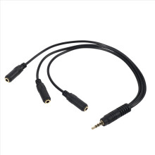 3,5-mm-Stereo-Audio-Splitterkabel, vergoldet (3,5 mm), TRRS-Stecker (männlich) auf 3 x 3,5-mm-Klinkenbuchsen, 1 Eingang, 1 Ausgang (AUX)