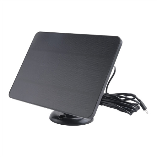 Waterproof 10W Solar Panel Charger for Home Security Camera Cells Powered with Charging Cable,Black