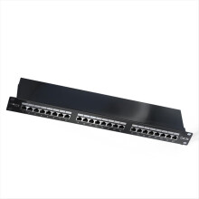24-Port Cat 5e Netzwerk-Patchpanel, Rackmontage, 19 Zoll, RJ45-Port, geschirmt