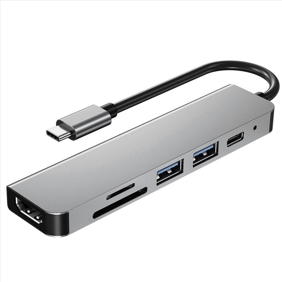 6 In 1 Usb Type C Hub Adapter With 4K 30Hz -Compatible Multiport Card Reader Usb3.0 Tf Pd Video Multi Ports 4851971847790