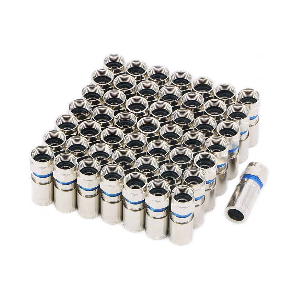 Compression Rg6 F Connector Coax Coaxial Adapter Plug For Satellite & Cable Tv (50 Pack) 4851971857218