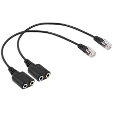 Headset Adapter RJ9 Plug Dual 3.5 Mm Audio Socket To Converter Cable for Telephone