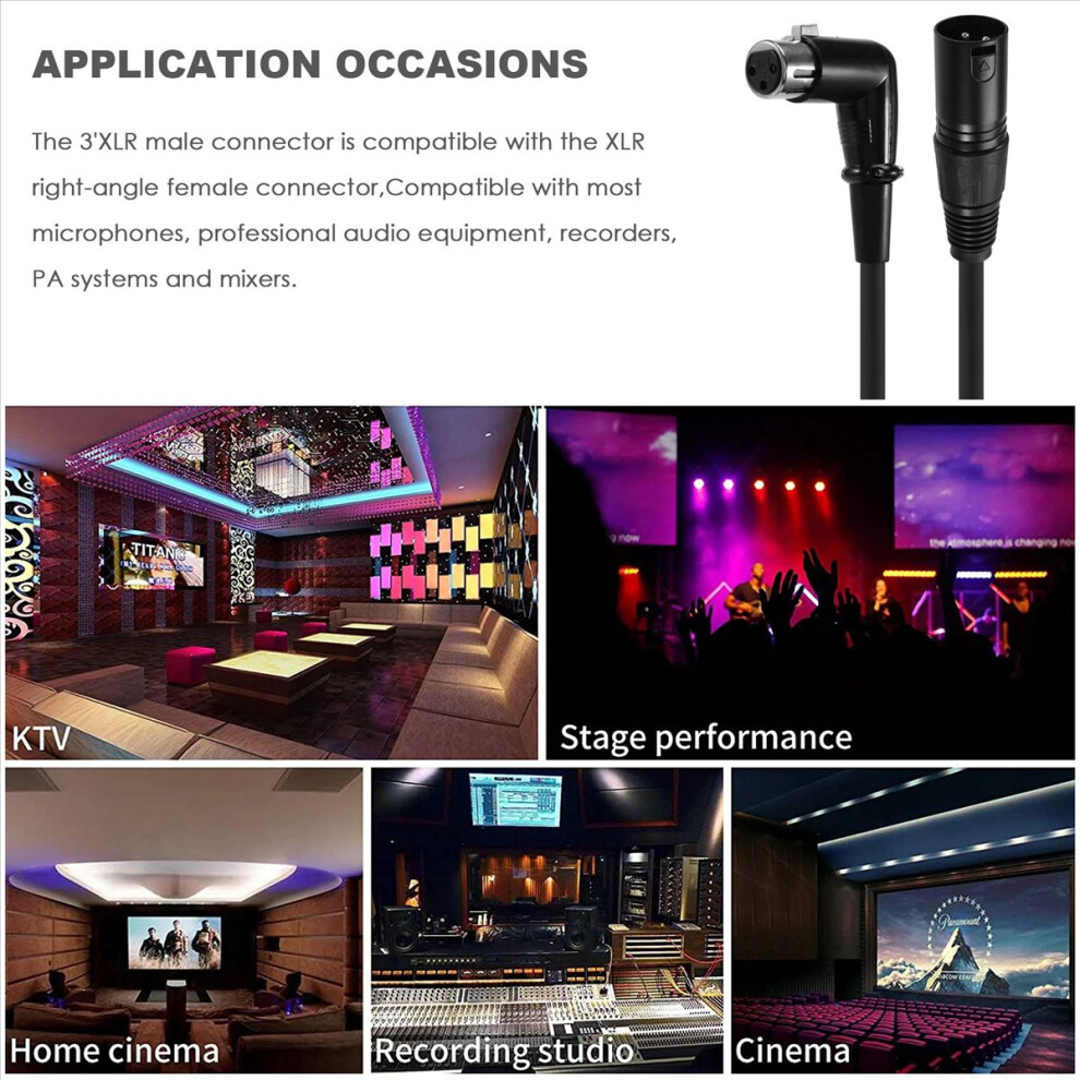Xlr Cable Musical Microphone Sound Plug Right Angle Female To Male 6 Feet 4851971866586