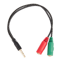 1 Stück Kabeladapter 2-in-Splitter 4-polig 3,5-mm-Audio-Kopfhörer-Headset auf 3-polige Klinkenbuchse für Kopfhörer/Mikrofon für PC