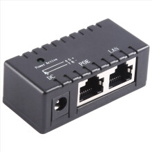PoE-Splitter-Injektor RJ45 DC 5,5 mm x 2,1 mm Eingang Passiver Adapteranschluss für IP-Netzwerkkamera (Schwarz)