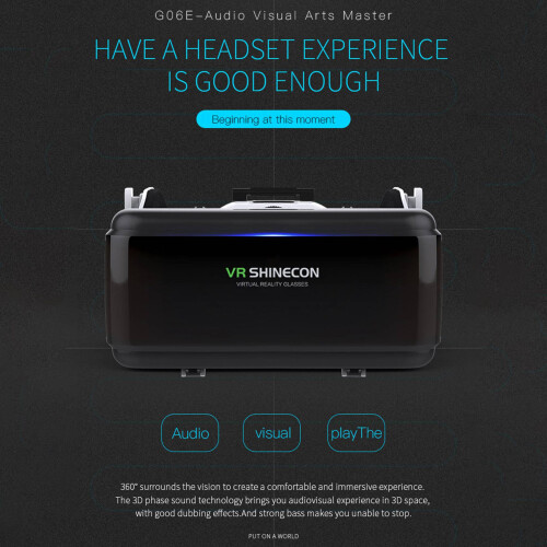 VR Virtual Reality 3D-Brille Box Stereo für Cardboard Headset Helm IOS Android (G06+Gamepad) 1
