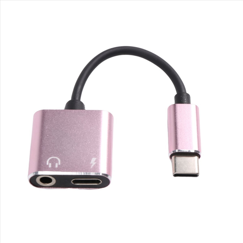 Exogio 2 In1 Type-C To 3.5Mm Headphone Jack Adaptor/Connector Charger, Earphone Aux Audio & Charge Adaptor Rose Gold