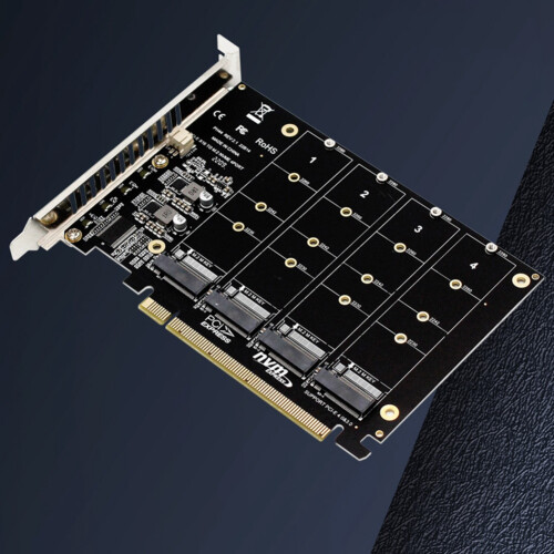 PH44 NVMe 4-Disk-Array-Karte PCI-E Signal Splitting Erweiterung PCIe 4.0 3.0 x16 Split-Karten 1