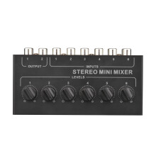 Stereo 6-Way Passive Mixer Portable Audio 6 in 2 Out Distributor Volume Control No Battery Required