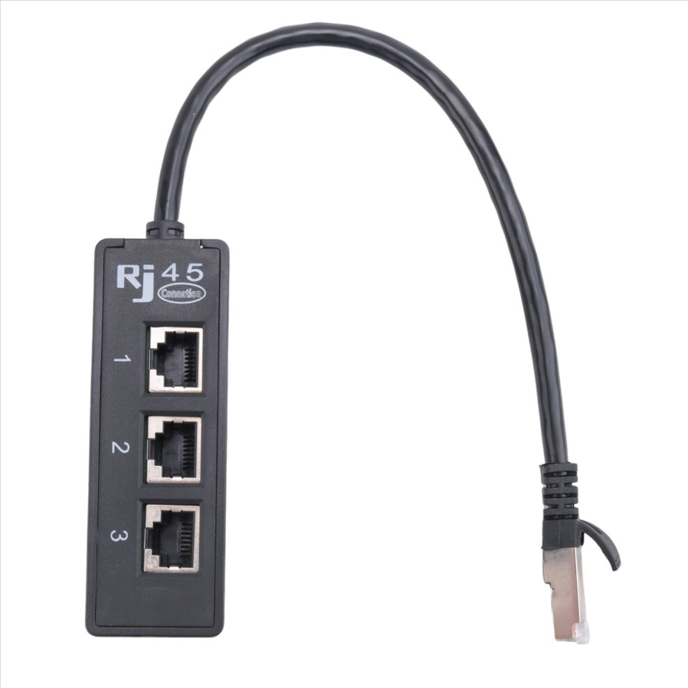 Rj45 Male To 3 Female Port Network Extender Cable Splitter Lan Ethernet Black 4851971852220