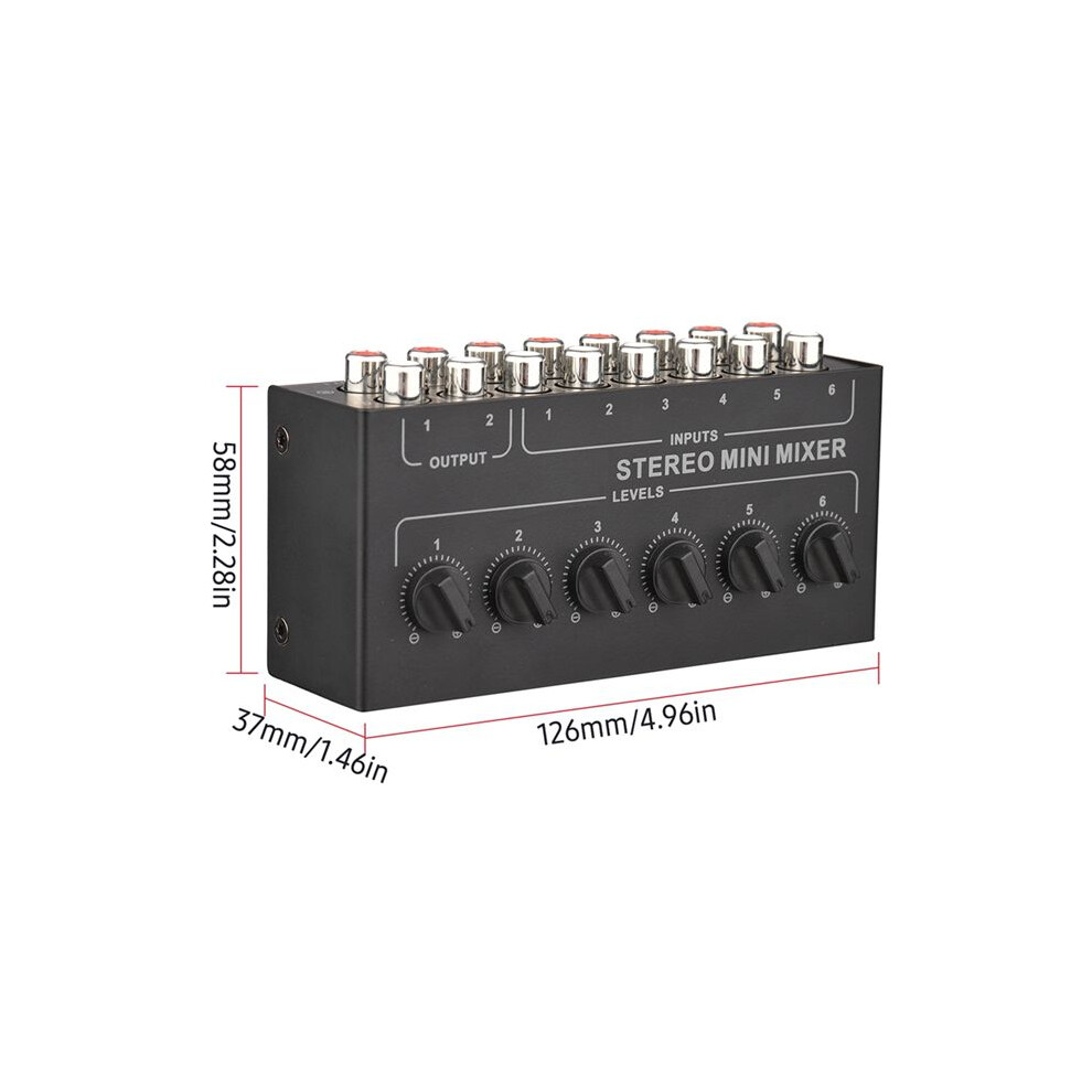 Cx600 Mini Stereo 6 Channel Passive Mixer Portable Audio In 2 Out Distributor Volume Control 4851971889929