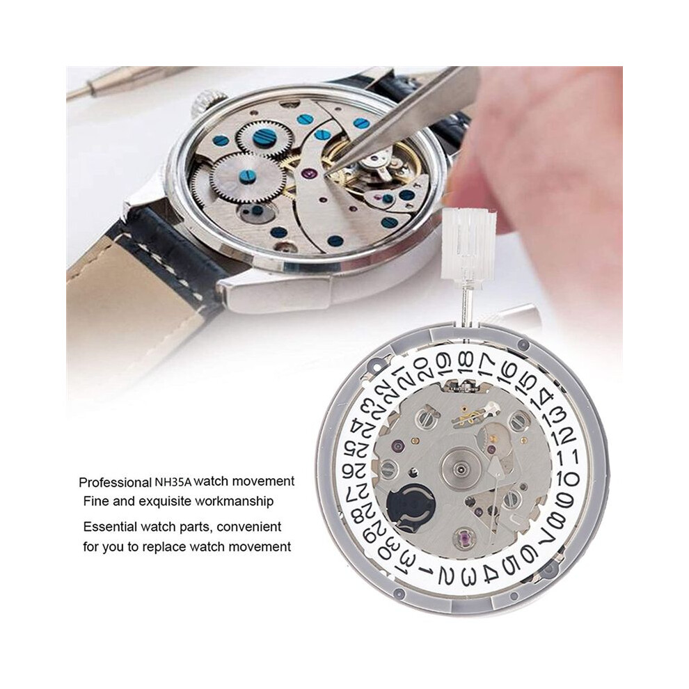 Nh35/Nh35a Movement+Movement Handle+Needle+Week Dial+Calendar Dial Kit High Accuracy Automatic Mechanical Watch Movement 4851971888304