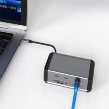 12-in-1 Vertikale Dockingstation mit USB 3.0, 4K-Kompatibilität, VGA, TF-Kartenleser, USB-C-Splitter, Typ-C-Hub und Ethernet-Adapter
