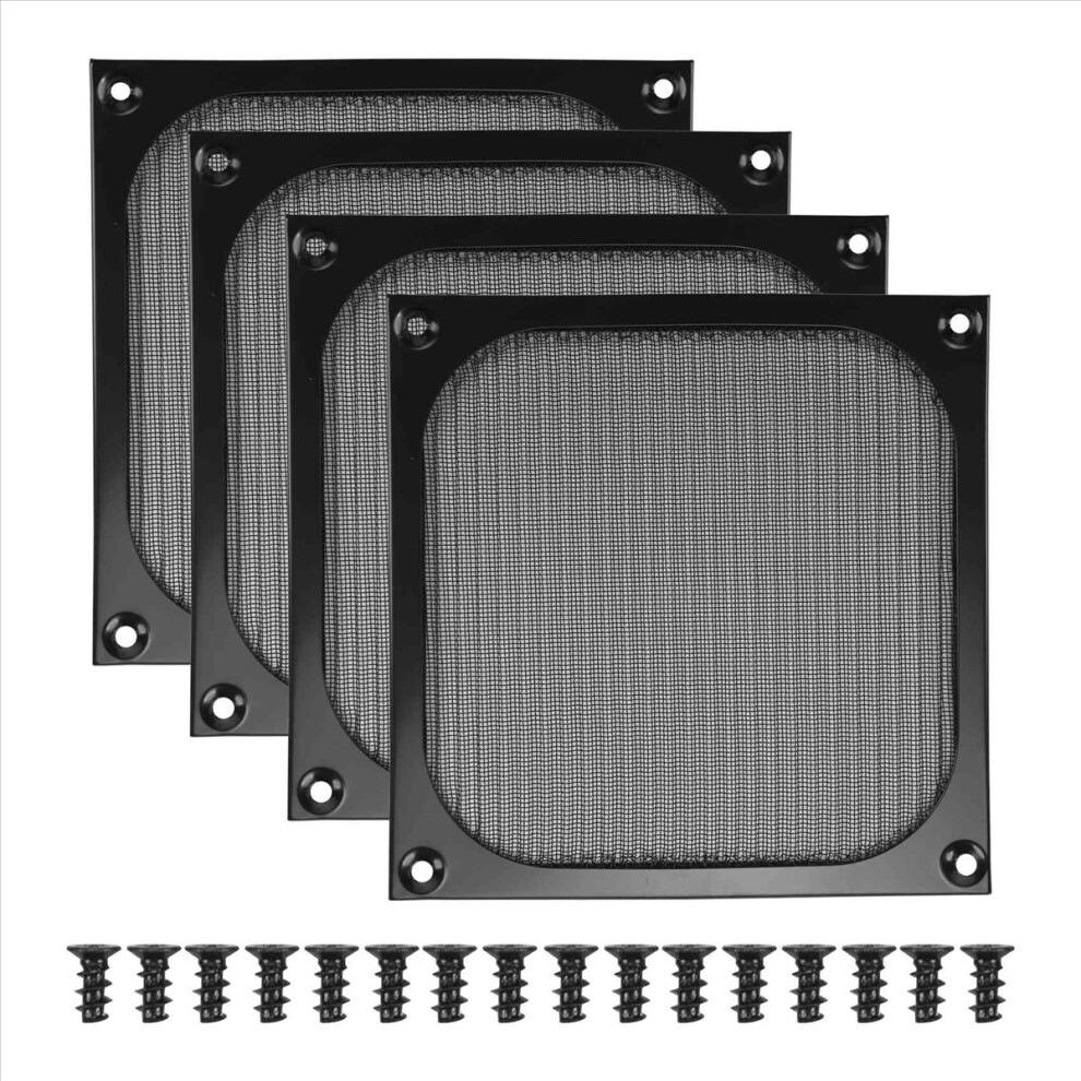140Mm Desktop Computer Case Fan Dust Filter Grills Dustproof Cover With Screws, Aluminum Frame Mesh, 4 Pack 4851971881695