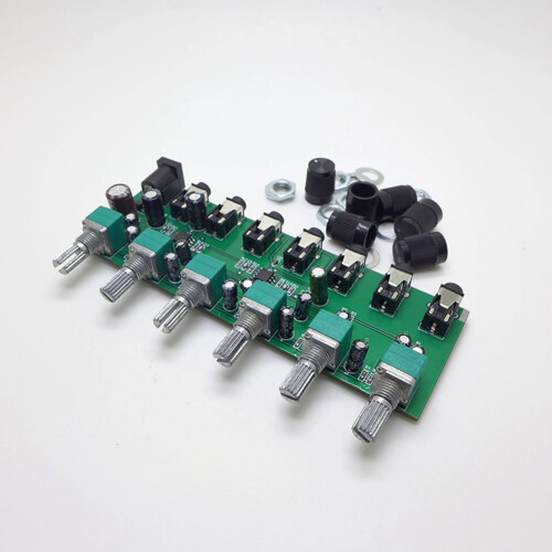 6 Ways Stereo Mixer Audio Distributor Mixing Board with Volume Control DC5-24V 1PC Inputs 1 Output 2