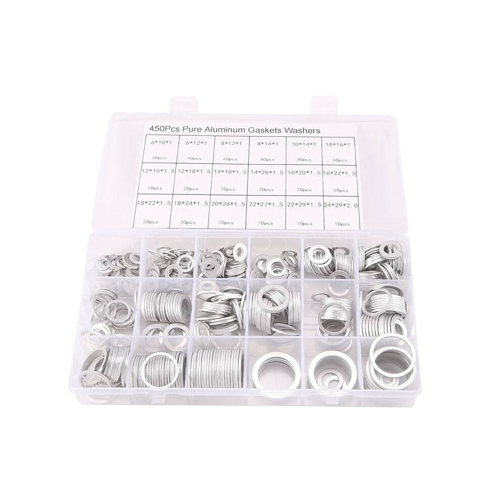 450Pcs Aluminum Gasket Flat Washer Sealing Ring Combination 4851971889523