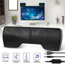 Mini-USB-Stereo-Lautsprecher mit Kabelcontroller und Soundbar für Laptop, MP3-Player, Handy und PC (mit Clip)
